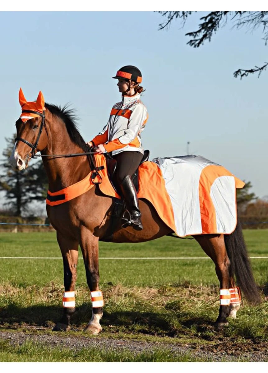 Equisafety Mercury Reflective Wrap Around - Red Orange 1 Equisafety Mercury Reflective Wrap Around - Red Orange