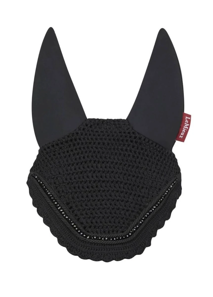 LeMieux Diamante Acoustic Fly Hood - Black 2 LeMieux Diamante Acoustic Fly Hood - Black - Image 2