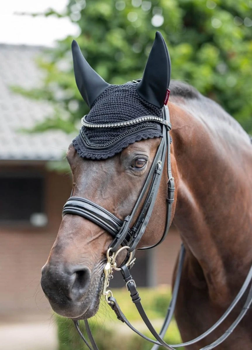 LeMieux Diamante Acoustic Fly Hood - Black 3 LeMieux Diamante Acoustic Fly Hood - Black - Image 3