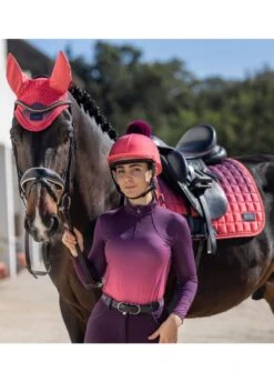 LeMieux Spectrum Fly Hood - Aubergine/Papaya -Equi Guard Horse Shop lemieux spectrum papaya 1rdy