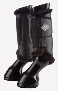 LeMieux Fleece Lined Brushing Boots - Black -Equi Guard Horse Shop ps fleecelinedboots black lr