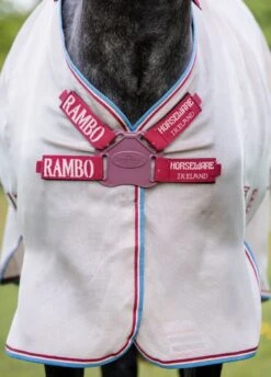 Rambo Protector Disc Front - Oatmeal/Cherry 8 Rambo Protector Disc Front - Oatmeal/Cherry -Equi Guard Horse Shop rambo protector oatmeal cherry 3rdy