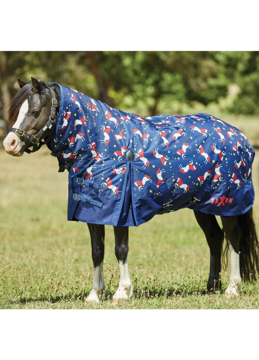 Saxon 600D Pony Combo Neck Medium - Blue Unicorn Print 1 Saxon 600D Pony Combo Neck Medium - Blue Unicorn Print