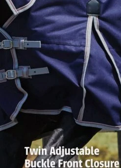Weatherbeeta ComFiTec Essential Combo Lite Plus Turnout Rug - Navy/Silver/Red -Equi Guard Horse Shop twinadjustablebucklefrontclosure