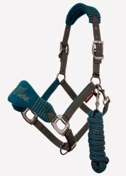 LeMieux Vogue Fleece Headcollar & Leadrope Set - Peacock/Grey