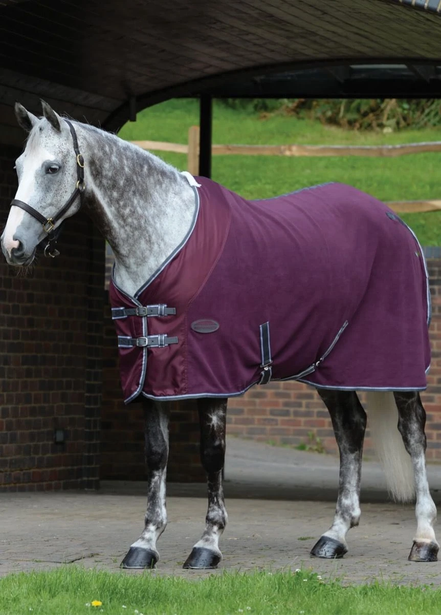 Weatherbeeta Fleece Cooler Standard Neck - Maroon/Grey/White 1 Weatherbeeta Fleece Cooler Standard Neck - Maroon/Grey/White